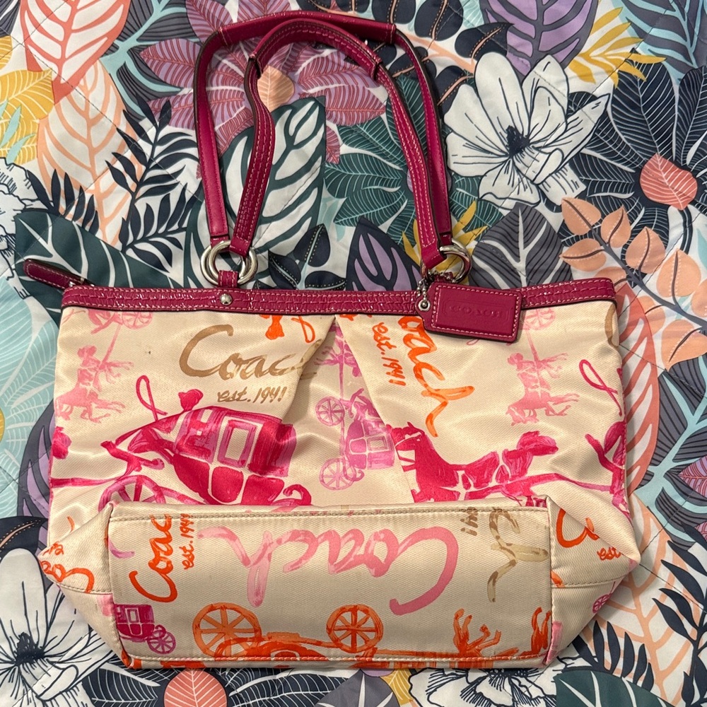 Coach Pink and Cream Tote Bag